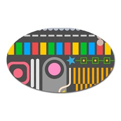 Pattern Geometric Abstract Colorful Arrow Line Circle Triangle Oval Magnet by Bangk1t