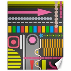 Pattern Geometric Abstract Colorful Arrow Line Circle Triangle Canvas 16  X 20  by Bangk1t