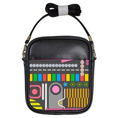 Pattern Geometric Abstract Colorful Arrow Line Circle Triangle Girls Sling Bag