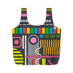 Pattern Geometric Abstract Colorful Arrow Line Circle Triangle Full Print Recycle Bag (m) by Bangk1t