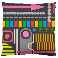 Pattern Geometric Abstract Colorful Arrow Line Circle Triangle Standard Premium Plush Fleece Cushion Case (two Sides)