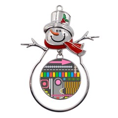 Pattern Geometric Abstract Colorful Arrow Line Circle Triangle Metal Snowman Ornament