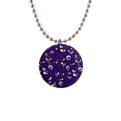 Eye Artwork Decor Eyes Pattern Purple Form Backgrounds Illustration 1  Button Necklace by Bangk1t