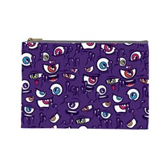 Eye Artwork Decor Eyes Pattern Purple Form Backgrounds Illustration Cosmetic Bag (large)