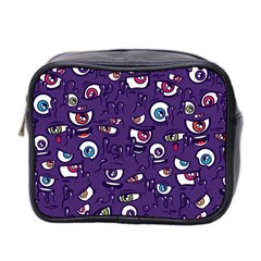 Eye Artwork Decor Eyes Pattern Purple Form Backgrounds Illustration Mini Toiletries Bag (two Sides) by Bangk1t