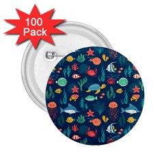 Variety Of Fish Illustration Turtle Jellyfish Art Texture 2 25  Buttons (100 Pack)  by Bangk1t