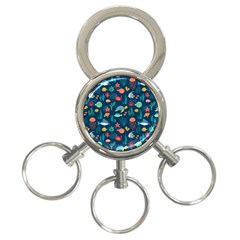 Variety Of Fish Illustration Turtle Jellyfish Art Texture 3-ring Key Chain