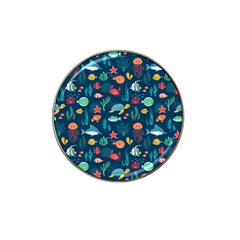 Variety Of Fish Illustration Turtle Jellyfish Art Texture Hat Clip Ball Marker (4 Pack) by Bangk1t