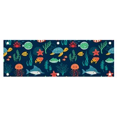 Variety Of Fish Illustration Turtle Jellyfish Art Texture Banner And Sign 6  X 2  by Bangk1t