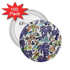 Purple Orange Green Blue Cartoon 2 25  Buttons (100 Pack)  by Bangk1t
