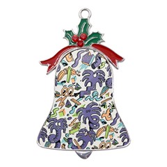 Purple Orange Green Blue Cartoon Metal Holly Leaf Bell Ornament