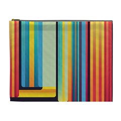 Colorful Rainbow Striped Pattern Stripes Background Cosmetic Bag (xl)