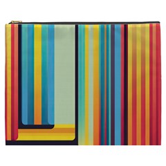 Colorful Rainbow Striped Pattern Stripes Background Cosmetic Bag (xxxl)