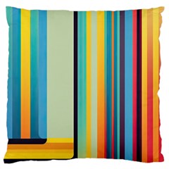 Colorful Rainbow Striped Pattern Stripes Background Large Premium Plush Fleece Cushion Case (two Sides) by Bangk1t