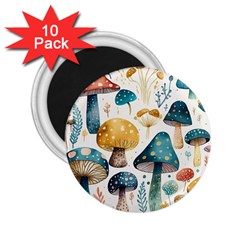 Mushroom Forest Fantasy Flower Nature 2 25  Magnets (10 Pack) 