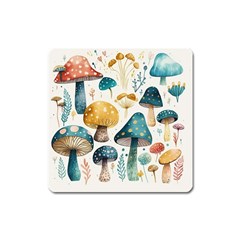 Mushroom Forest Fantasy Flower Nature Square Magnet