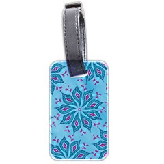 Flower Template Mandala Nature Blue Sketch Drawing Luggage Tag (two Sides)
