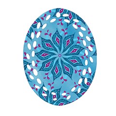 Flower Template Mandala Nature Blue Sketch Drawing Ornament (oval Filigree) by Bangk1t