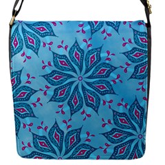 Flower Template Mandala Nature Blue Sketch Drawing Flap Closure Messenger Bag (s)