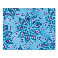 Flower Template Mandala Nature Blue Sketch Drawing Two Sides Premium Plush Fleece Blanket (large)