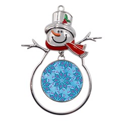 Flower Template Mandala Nature Blue Sketch Drawing Metal Snowman Ornament