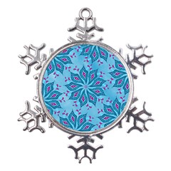 Flower Template Mandala Nature Blue Sketch Drawing Metal Large Snowflake Ornament