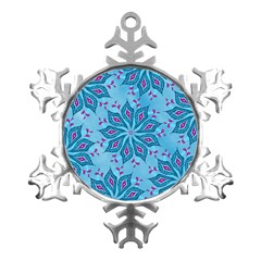 Flower Template Mandala Nature Blue Sketch Drawing Metal Small Snowflake Ornament by Bangk1t