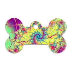 Fractal Spiral Abstract Background Vortex Yellow Dog Tag Bone (two Sides) by Bangk1t