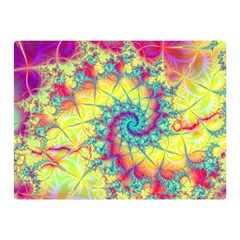 Fractal Spiral Abstract Background Vortex Yellow Two Sides Premium Plush Fleece Blanket (mini)