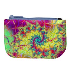 Fractal Spiral Abstract Background Vortex Yellow Large Coin Purse by Bangk1t