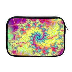 Fractal Spiral Abstract Background Vortex Yellow Apple Macbook Pro 17  Zipper Case by Bangk1t