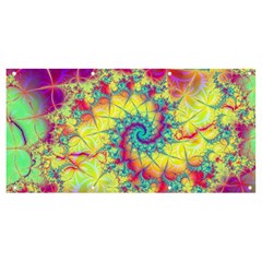 Fractal Spiral Abstract Background Vortex Yellow Banner And Sign 8  X 4  by Bangk1t