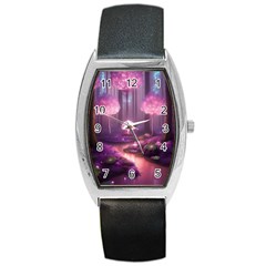 Trees Forest Landscape Nature Neon Barrel Style Metal Watch