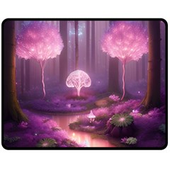 Trees Forest Landscape Nature Neon Fleece Blanket (medium)