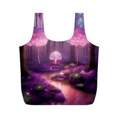 Trees Forest Landscape Nature Neon Full Print Recycle Bag (m) by Bangk1t