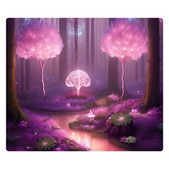 Trees Forest Landscape Nature Neon Two Sides Premium Plush Fleece Blanket (small) by Bangk1t