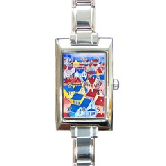 City Houses Cute Drawing Landscape Village Rectangle Italian Charm Watch by Bangk1t