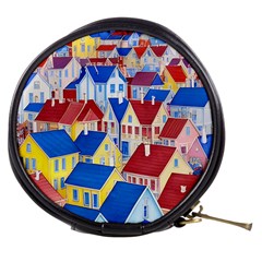 City Houses Cute Drawing Landscape Village Mini Makeup Bag