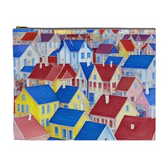 City Houses Cute Drawing Landscape Village Cosmetic Bag (xl)