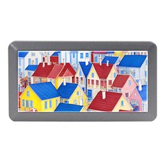 City Houses Cute Drawing Landscape Village Memory Card Reader (Mini)