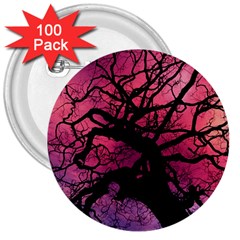 Trees Silhouette Sky Clouds Sunset 3  Buttons (100 Pack) 