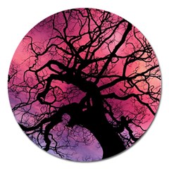 Trees Silhouette Sky Clouds Sunset Magnet 5  (round) by Bangk1t