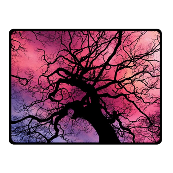 Trees Silhouette Sky Clouds Sunset Two Sides Fleece Blanket (Small)