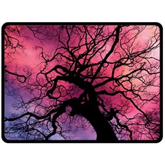 Trees Silhouette Sky Clouds Sunset Two Sides Fleece Blanket (large)