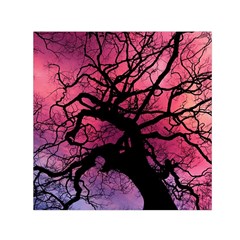 Trees Silhouette Sky Clouds Sunset Square Satin Scarf (30  X 30 )