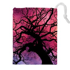 Trees Silhouette Sky Clouds Sunset Drawstring Pouch (5xl)