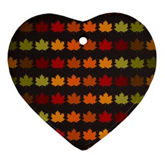 Autumn Fall Leaves Season Background Glitter Art Heart Ornament (two Sides) by Bangk1t