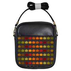 Autumn Fall Leaves Season Background Glitter Art Girls Sling Bag