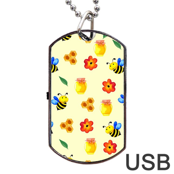 Seamless Background Honey Bee Wallpaper Texture Dog Tag USB Flash (One Side)