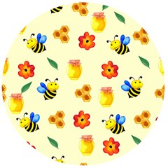 Seamless Background Honey Bee Wallpaper Texture Wooden Bottle Opener (round)